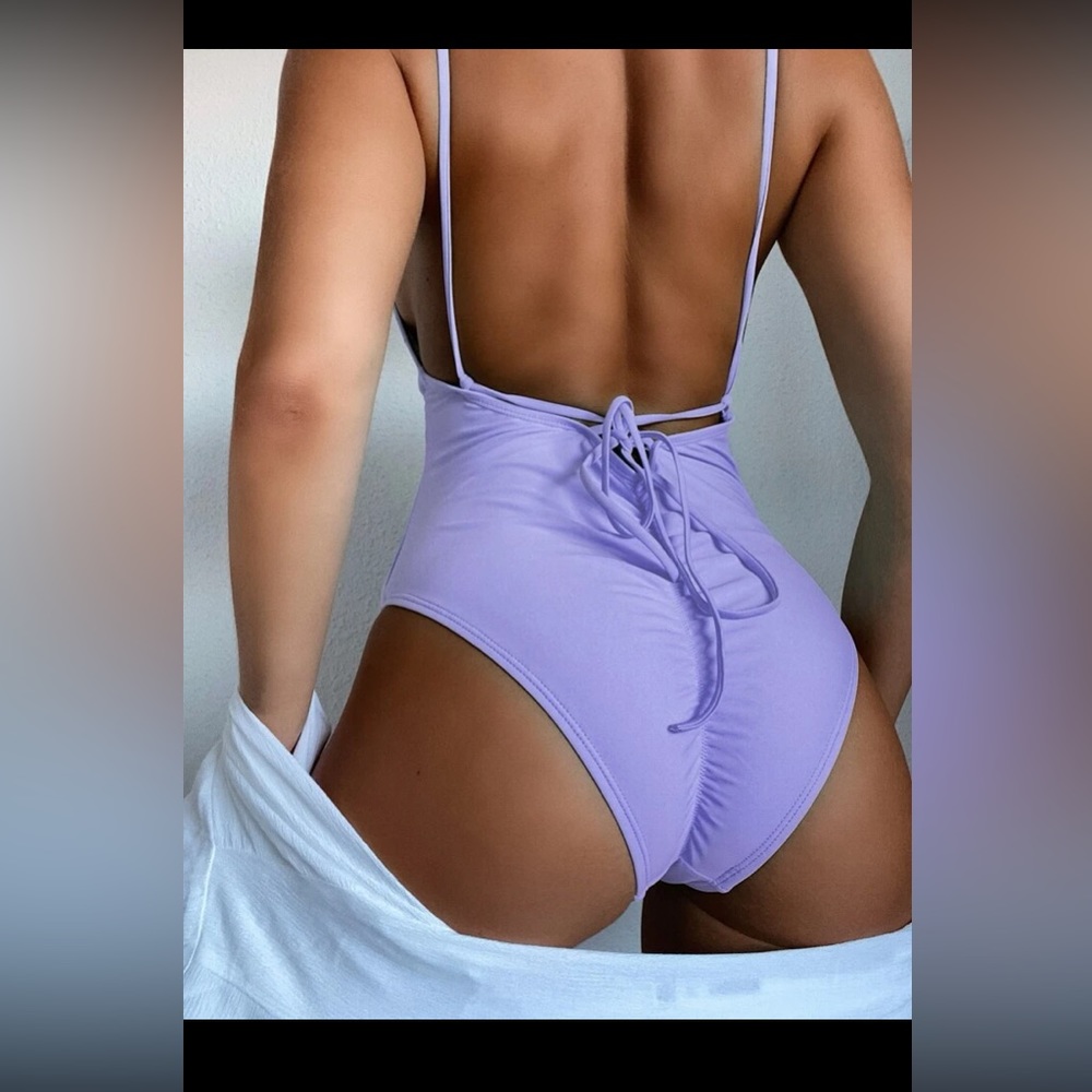 Purple one piece bathing suit